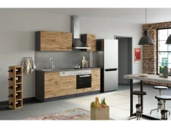 Held Möbel Küchenzeile Sorrento 210 cm Wotaneiche-Grafit