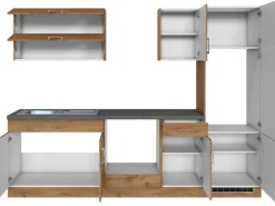 Held Möbel Küchenzeile Sorrento 270 cm Wotaneiche-Wotaneiche ohne E-Geräte