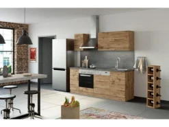 Held Möbel Küchenzeile Sorrento 210 cm Wotaneiche-Wotaneiche ohne E-Geräte