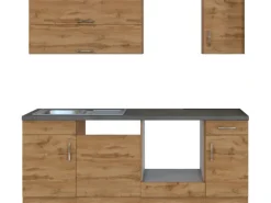 Held Möbel Küchenzeile Sorrento 210 cm Wotaneiche-Wotaneiche ohne E-Geräte