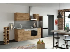 Held Möbel Küchenzeile Sorrento 210 cm Wotaneiche-Wotaneiche ohne E-Geräte