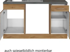 Held Möbel Küchenzeile Sorrento 210/ 270 cm Wotaneiche o. E-Geräte Winkel