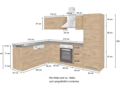 Held Möbel Küchenzeile Sorrento 210/ 270 cm Wotaneiche o. E-Geräte Winkel