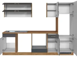 Held Möbel Küchenzeile Sorrento 270 cm Anthrazit-Wotaneiche ohne E-Geräte