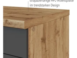 Held Möbel Küchenzeile Sorrento 210/ 270 cm Anthr.-Wotaneiche o. E-Geräte Winkel