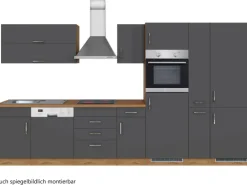 Held Möbel Küchenzeile Sorrento 360 cm Anthrazit-Wotaneiche