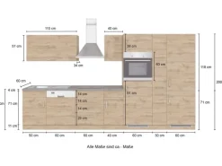 Held Möbel Küchenzeile Sorrento 360 cm Anthrazit-Wotaneiche