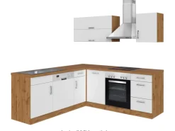 Held Möbel Küchenzeile Sorrento 210 cm Weiß-Wotaneiche Winkel