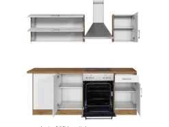 Held Möbel Küchenzeile Sorrento 210 cm Weiß-Wotaneiche Winkel