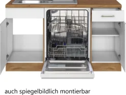 Held Möbel Küchenzeile Sorrento 210 cm Weiß-Wotaneiche Winkel