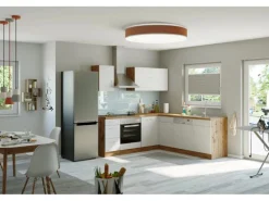 Held Möbel Küchenzeile Sorrento 210 cm Weiß-Wotaneiche Winkel