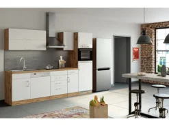 Held Möbel Küchenzeile Sorrento 270 cm Weiß-Wotaneiche