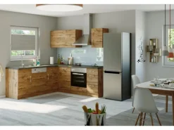 Held Möbel Küchenzeile Sorrento 210 cm Wotaneiche-Wotaneiche o. E-Geräte Winkel