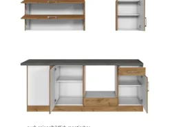 Held Möbel Küchenzeile Sorrento 210 cm Wotaneiche-Wotaneiche o. E-Geräte Winkel