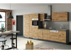 Held Möbel Küchenzeile Sorrento 360 cm Wotaneiche-Grafit