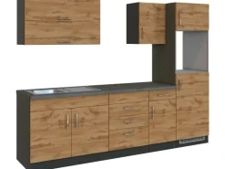 Held Möbel Küchenzeile Sorrento 270 cm Wotaneiche-Grafit ohne E-Geräte