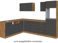 Held Möbel Küchenzeile Sorrento 210/270 cm Anthra.-Wotaneiche o. E-Geräte Winkel