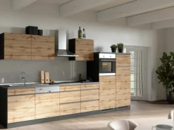 Held Möbel Küchenzeile Turin 360 cm Wotaneiche-Graphit mit E-Geräten