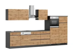 Held Möbel Küchenzeile Turin 360 cm Wotaneiche-Graphit mit E-Geräten