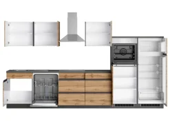 Held Möbel Küchenzeile Turin 360 cm Wotaneiche-Graphit mit E-Geräten