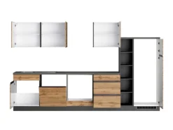 Held Möbel Küchenzeile Turin 330 cm Wotaneiche-Graphit ohne E-Geräte