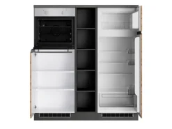 Held Möbel Küchenzeile Turin 390 cm Wotaneiche-Graphit mit E-Geräten