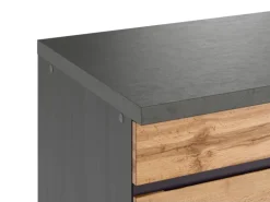 Held Möbel Küchenzeile Turin 390 cm Wotaneiche-Graphit mit E-Geräten