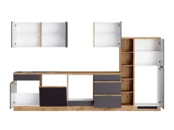 Held Möbel Küchenzeile Turin 330 cm Graphit-Wotaneiche ohne E-Geräte