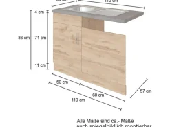 Held Möbel Spülenunterschrank für Geschirrspüler Sorrento 110x85x60cm Wotaneiche