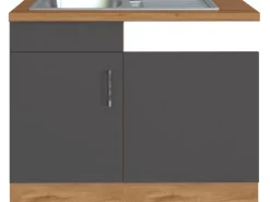 Held Möbel Spülenunterschrank für Geschirrsp. Sorrento 110x85x60cm Anth.-W.Eiche