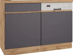 Held Möbel Spülenunterschrank Turin 120cm mit GSP-Blende Graphit/WotanEiche