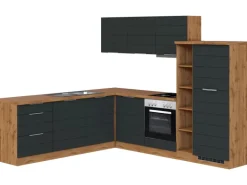 Held Möbel Winkelküche 240 cm - 270 cm Matt Grau-Wotaneiche