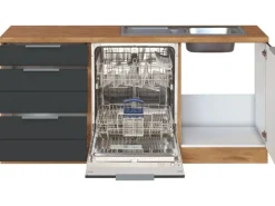 Held Möbel Winkelküche 240 cm - 270 cm Matt Grau-Wotaneiche