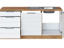 Held Möbel Winkelküche 240 cm - 180 cm Matt Weiß-Wotaneiche ohne E-Geräte