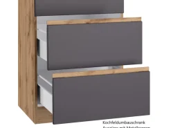 Held Möbel Winkelküche Turin 300 x 240 cm Graphit-Wotaneiche mit E-Geräten