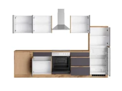 Held Möbel Winkelküche Turin 240 x 300 cm Graphit-Wotaneiche mit E-Geräten