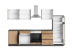 Held Möbel Winkelküche Turin 240 x 300 cm Wotaneiche-Graphit mit E-Geräten