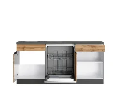 Held Möbel Winkelküche Turin 240 x 300 cm Wotaneiche-Graphit mit E-Geräten