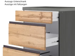 Held Möbel Winkelküche Turin 300 x 240 cm Wotaneiche-Graphit mit E-Geräten