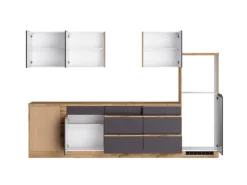 Held Möbel Winkelküche Turin 300 x 240 cm Graphit-Wotaneiche ohne E-Geräte