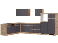 Held Möbel Winkelküche Turin 360 x 240 cm Graphit-Wotaneiche ohne E-Geräte