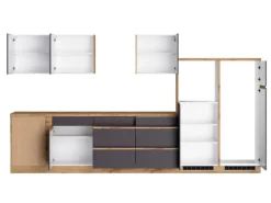 Held Möbel Winkelküche Turin 360 x 240 cm Graphit-Wotaneiche ohne E-Geräte