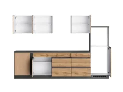 Held Möbel Winkelküche Turin 300 x 240 cm Wotaneiche-Graphit ohne E-Geräte