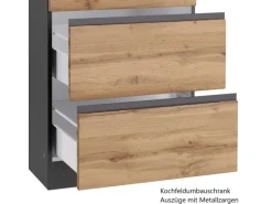 Held Möbel Winkelküche Turin 300 x 240 cm Wotaneiche-Graphit ohne E-Geräte