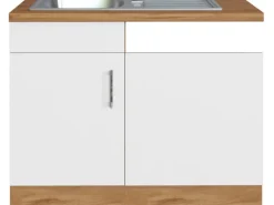 Held Möel Küchen-Spülzentrum Sorrento 110x85x60cm Tür lende Sockel Weiß-W.Eiche