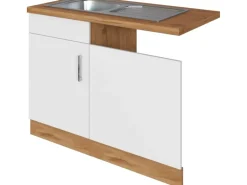Held Möel Küchen-Spülzentrum Sorrento 110x85x60cm Tür lende Sockel Weiß-W.Eiche