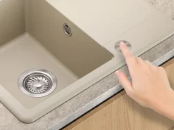 Helika Einbauspüle Esta 56 cm x 46 cm Elfenbein inkl. Druckknopfventil