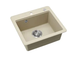 Helika Einbauspüle Esta 47 cm x 44 cm Elfenbein inkl. Druckknopfventil