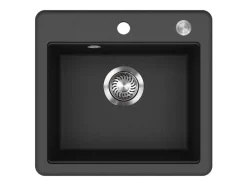 Helika Einbauspüle Esta 47 cm x 44 cm Schwarz inkl. Druckknopfventil