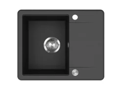 Helika Einbauspüle Esta 56 cm x 46 cm Schwarz inkl. Druckknopfventil